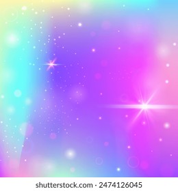Magic Hologram. Pink Princess Pattern. Unicorn Background. Holographic Mystical Effect. Purple Fantasy Gradient. Lilac Abstract Invitation. Fairy Glitter. Stars Magic Hologram.