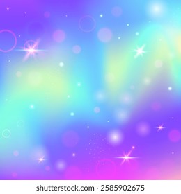 Magic Hologram. Pink Rainbow Background. Kawaii Gradient. Fairytale Fantasy Mesh. Purple Girlish Invitation. Blue Mystical Pattern. Fairy Glitter. Neon Magic Hologram.