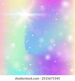 Magic Hologram. Purple Princess Pattern. Rainbow Invitation. Holographic Colorful Mesh. Pink Girlish Gradient. Blue Cosmic Background. Kawaii Glitter. Stars Magic Hologram.
