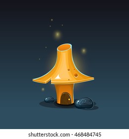Magic house mushrooms and stone. Game objects.