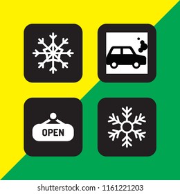 magic icon. 4 magic set with open, snow, crystal and smoke vector icons for web and mobile app
