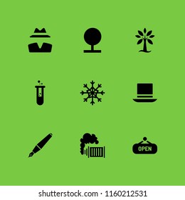 magic icon. 9 magic set with top hat, invisible person of clothes, open and crystal vector icons for web and mobile app