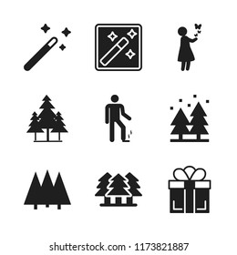 magic icon. 9 magic vector icons set. forest, magic wand and smoking icons for web and design about magic theme
