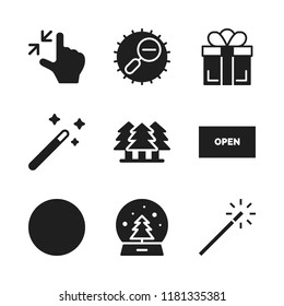 magic icon. 9 magic vector icons set. magic wand, ball and forest icons for web and design about magic theme
