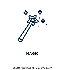 magic icon from magic collection. Thin linear magic, fun, night outline icon isolated on white background. Line vector magic sign, symbol for web and mobile