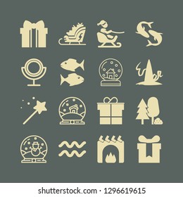 magic icon set with gift, aquarius and santa on sled vector illustration