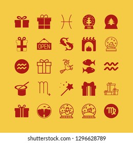 magic icon set with gift, scorpio and magic wand vector illustration