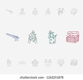 Magic icon set and king with magic, reward and berserker. Danger related magic icon vector for web UI logo design.