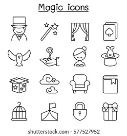 Magic icon set in thin line style