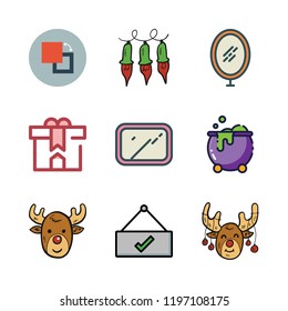 magic icon set. vector set about mirror, cauldron, open and background icons set.