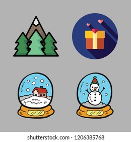 magic icon set. vector set about gift, snow globe and forest icons set.