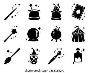 Magic icon set - vector illustration .