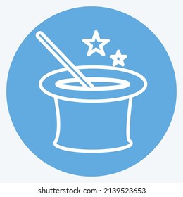 Magic Icon in trendy blue eyes style isolated on soft blue background