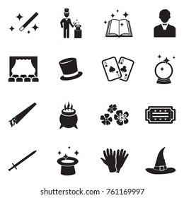 Magic Icons. Black Flat Design. Vector Illustration. 