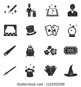 Magic Icons. Black Scribble Design. Vector Illustration.