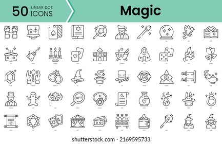 magic Icons bundle. Linear dot style Icons. Vector illustration