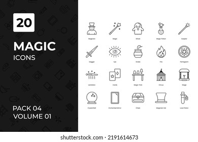 Magic icons collection. Set contains such Icons as group, halloween, hat, and more