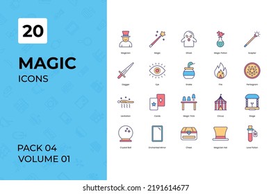 Magic icons collection. Set contains such Icons as group, halloween, hat, and more