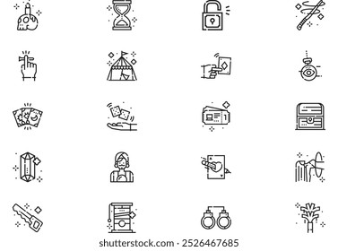 Magic icons collection is a vector illustration with editable stroke.