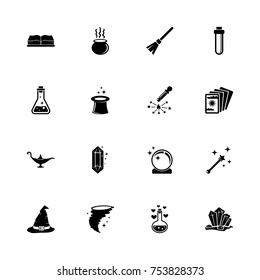 Magic icons - Expand to any size - Change to any colour. Flat Vector Icons - Black Illustration on White Background.