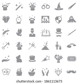 Magic Icons. Gray Flat Design. Vector Illustration.