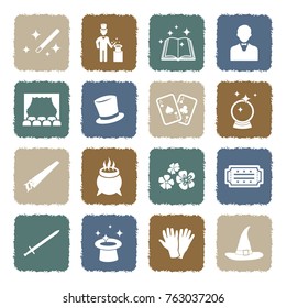 Magic Icons. Grunge Color Flat Design. Vector Illustration. 