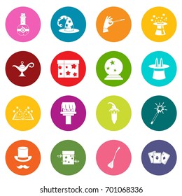 Magic icons many colors set isolated on white for digital marketing