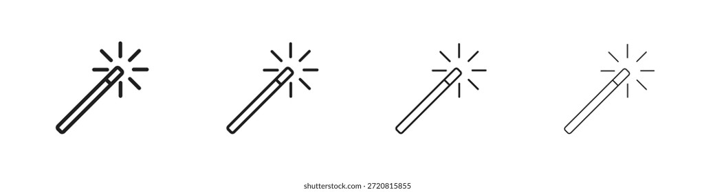 Iconos mágicos delinean el diseño de Vector negro. Línea con trazo editable.