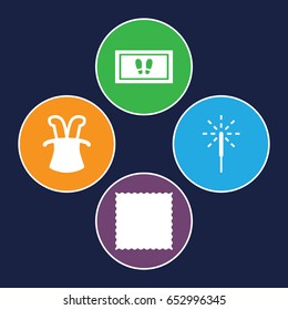 Magic icons set. set of 4 magic filled icons such as carpet, foot carpet, sparkler