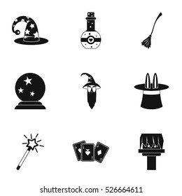 Magic icons set. Simple illustration of 9 magic vector icons for web