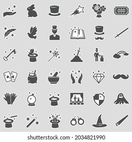 Magic Icons. Sticker Design. Vector Illustration.