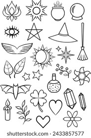 Magic icons vector set, witchcraft icons