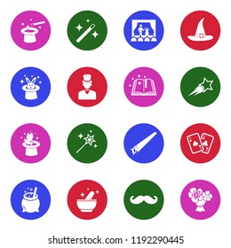 Magic Icons. White Flat Design In Circle. Vector Illustration. 