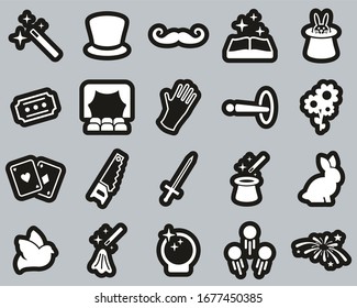 Magic & Illusion Icons White On Black Sticker Set Big