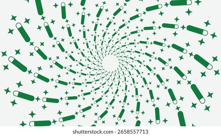 Padrão de ilusão mágica com estrelas e formas de cápsulas em um fundo claro. Ideal para projetos abstratos, arte digital, papéis de parede e projetos gráficos criativos.
