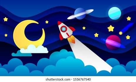 Magic Illustration With Moon And Different Elements Of Space. Stars, Space, Planets. Vector Illustration