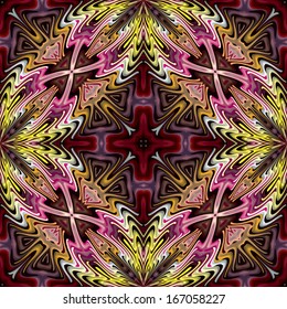 Magic Indian Cross. Seamless vector texture derived from ancient spiritual and magic motifs in vivid and bright colors