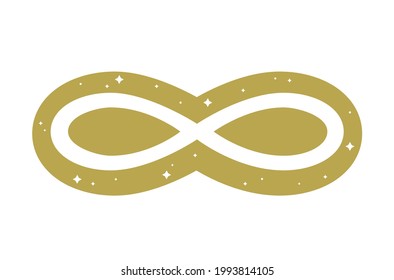 Magic infinity sign with stars on a white background.