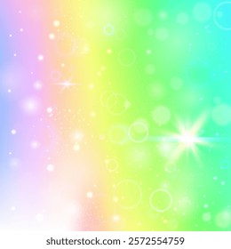 Magic Invitation. Green Rainbow Pattern. Girl Gradient. Iridescent Universe Effect. Yellow Colorful Hologram. Blue Galaxy Background. Fairy Glitter. Party Magic Invitation.