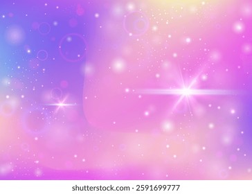 Magic Invitation. Pink Rainbow Background. Fairy Pattern. Iridescent Magical Mesh. Purple Sparkles Hologram. Blue Fantasy Gradient. Girl Glitter. Candy Magic Invitation.