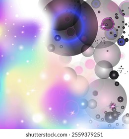 Magic Invitation. Purple Unicorn Hologram. Princess Background. Holographic Colorful Effect. Pink Cosmic Gradient. Lilac Mystical Pattern. Rainbow Backdrop. Party Magic Invitation.