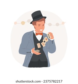 Magic isolated cartoon vector illustration. Smiling magician shows tricks in the circus, mystical performance, witchcraft on stage, people lifestyle, hands-on activity vector cartoon.