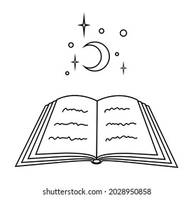 magic isolated contour line black element with book