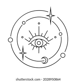 magic isolated contour line black element with all-seeing eye