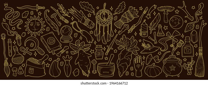 Magic items. Hand drawing illustration. 