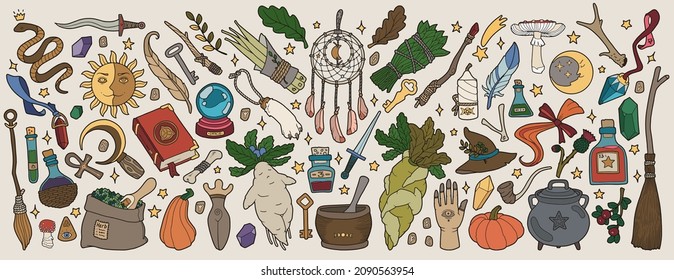 Magic Items. Hand Drawing Illustration. 