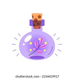 Magic jar icon. Cartoon illustration of a bottle with witchcraft potion isolated on a white background. Vector 10 EPS.