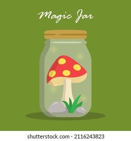 Magic Jar of mushroom vector