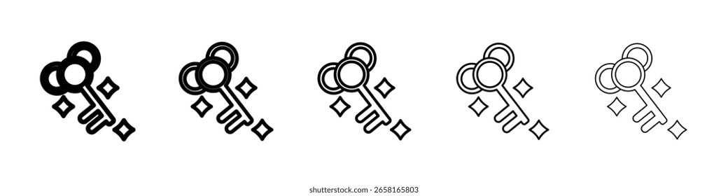 Magic Key icon isolated vector on white background set