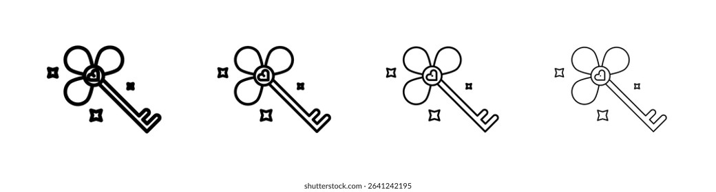 Magic Key icon Outline sign symbol set